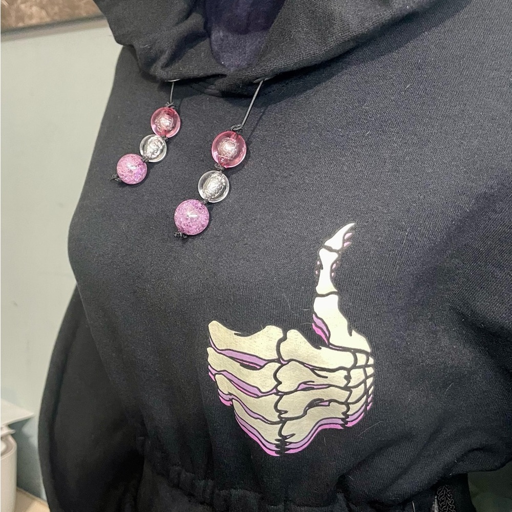 Black cropped hoodie and matching sweatshirt skirt size S/M - Picture 5 of 10